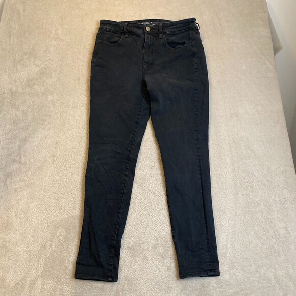 American Eagle Woman's Hi-Rise Jegging Size SP 360° Super Stretch Black Denim Pa - Picture 16 of 16